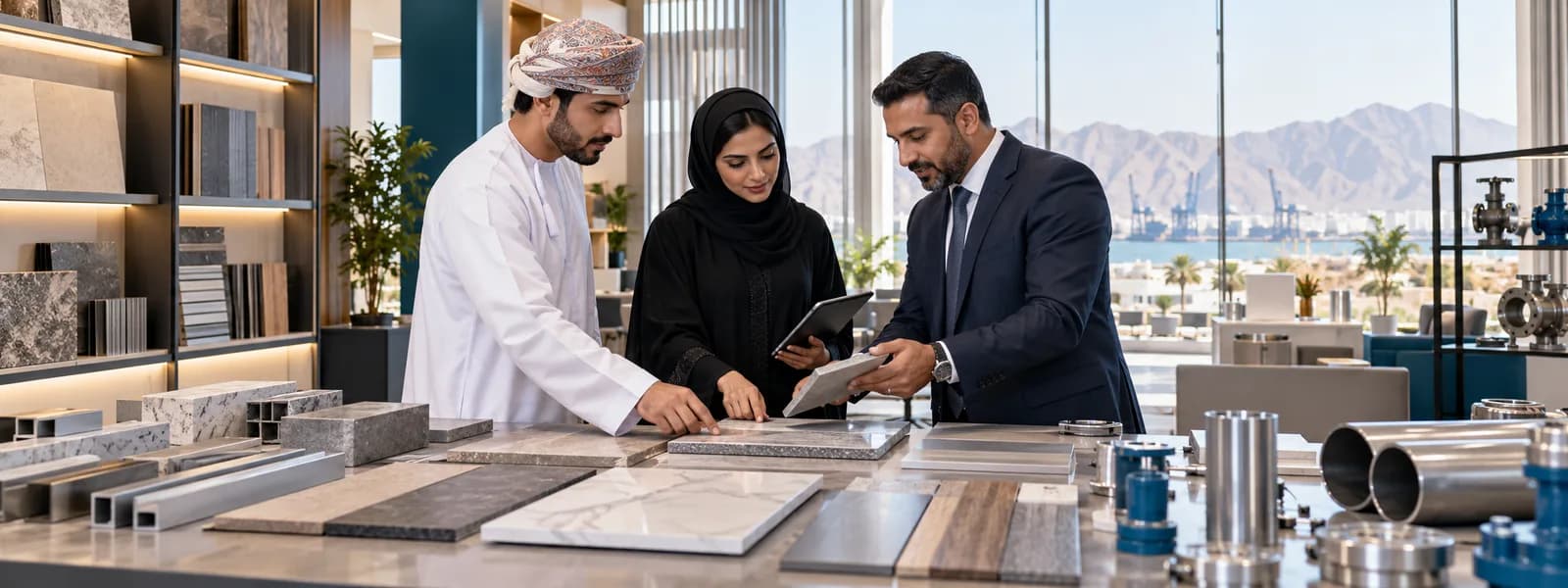 فريق مشتريات يتفحص عينات الموردين